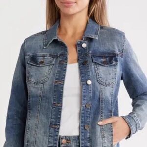 Kut from the Kloth Terry Jean Jacket Crop Style, Small, Acid Wash, Y2K Trendy!